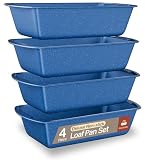 Nonstick Loaf Pan Set Pack of 4, Carbon Steel 11" Large Baking Bread Pan, Oven Safe Up to 450°F, PFOA, PFOS, PTFE Free, Space Saving Stackable Design, Stain Resistant, Dishwasher Friendly, Blue Marble