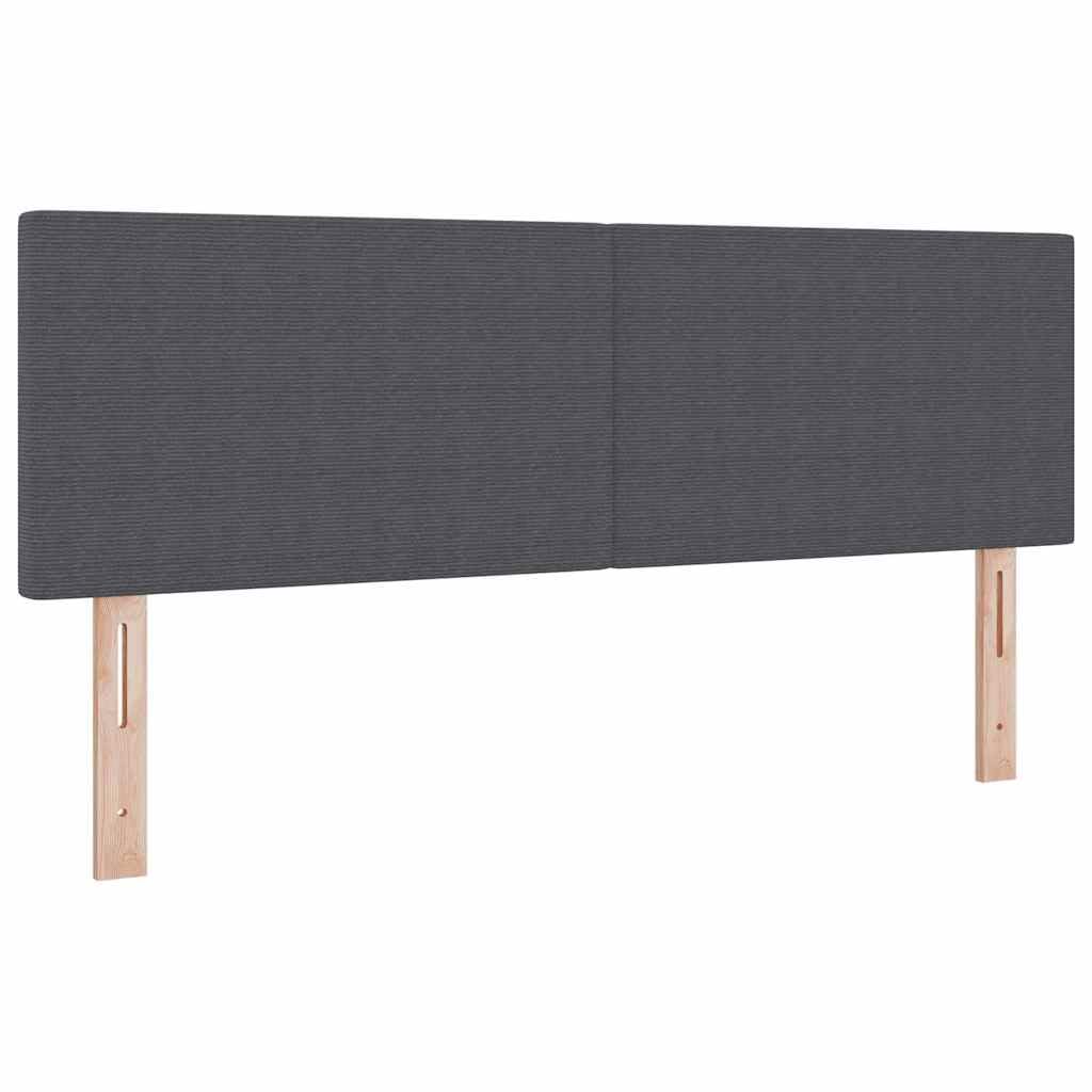 vidaXL Tête de lit Gris foncé 144 cm Tissu en Velours côtelé, Tête de lit Tendance, Design Moderne rembourré, Mousse réglable, Tissu en Velours côtelé, Soutien pour Le lit