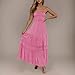 Boho Dresses for Women Summer Dresses 2024, Womens Fashion Bohemian Strapless Off Shoulder Lace Trim Backless Flowy A Line Beach Lace Dresses for (Hot Pink, XXL)