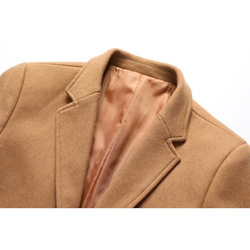 Image of INVACHI Men's Wool Blend Long Trench Coat Notched Collar Single Breasted Overcoat Warm Winter Pea Coat