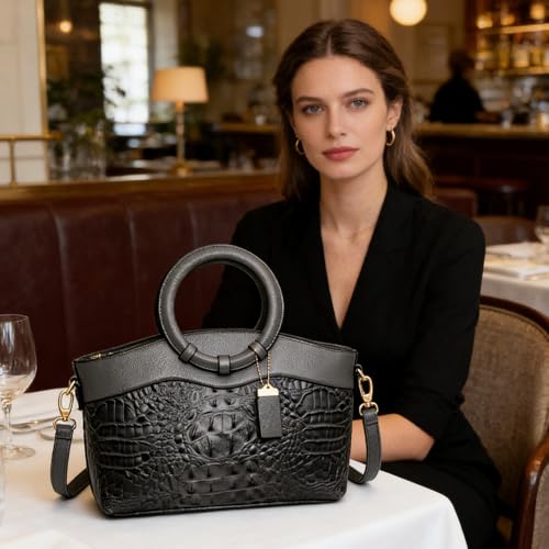 Bolso tote de mujer en cuero PU con diseño cocodrilo miniatura 4