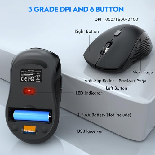 Image of Wireless Keyboard and Mouse Combo, Full Size Ergonomic with Wrist Rest