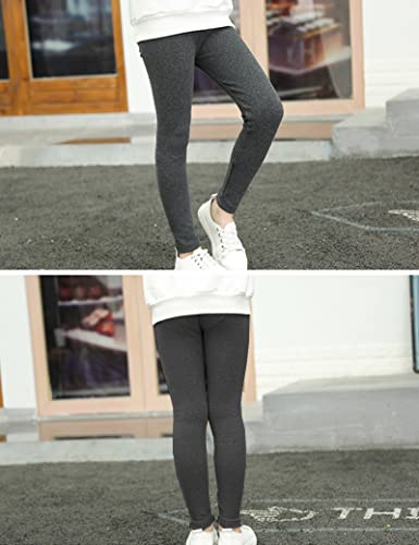 Kiench Girls Leggings Thick Cotton Basic Stretch Warm Pants 2-Pack4