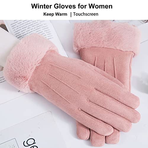 yeacher Luvas de inverno para mulheres com tela sensível ao toque Luvas de camurça quente de inverno