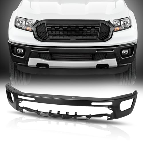 Auto Dynasty Front Bumper Face Bar Compatible with 2019-2023 Ford Ranger, Impact Bumper without Parking Assist, Primered Black Steel, FO1002435, 19 20 21 22 23 24