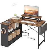 Amazon | Bestier l字デスク コンセント付き パソコンデスク L字 幅