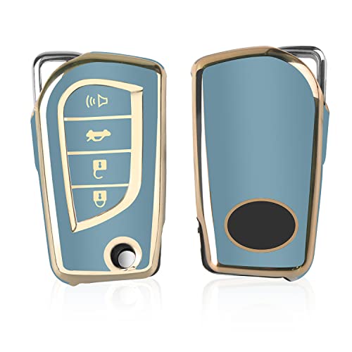 Mild East For Toyota Flip Key Fob Cover With Keychain, Soft Tpu 4 Button Car Key Shell Case For Avalon Camry Corolla Fortuner Highlander Levin Rav4 Sequoia Sienna Tacoma Tundra Yaris, Blue #TOP6