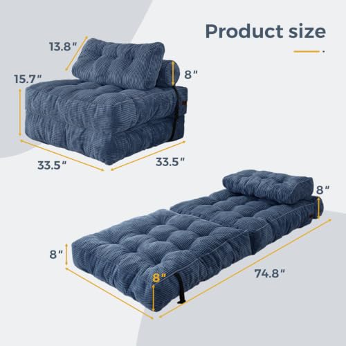 Image of MAXYOYO Folding Sofa Bed, Convertible Chair Bed with Pillow
