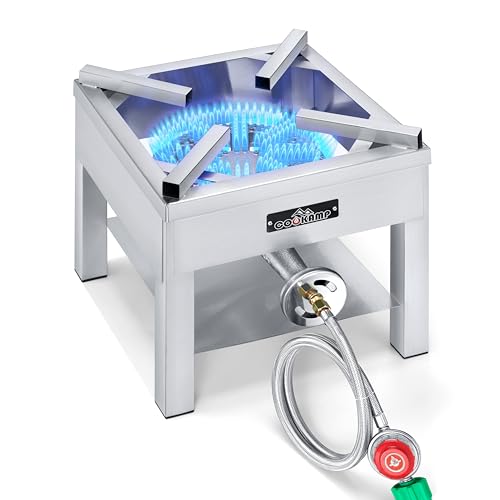 COOKAMP Stainless Steel Burner Propane Burner 260 000BTU High Pressure Outdoor Propane Cooker Heavy Duty Gas Burners for Outdoor Cooking For Turkey Fry Seafood Boil(Stainless Steel) SS1750