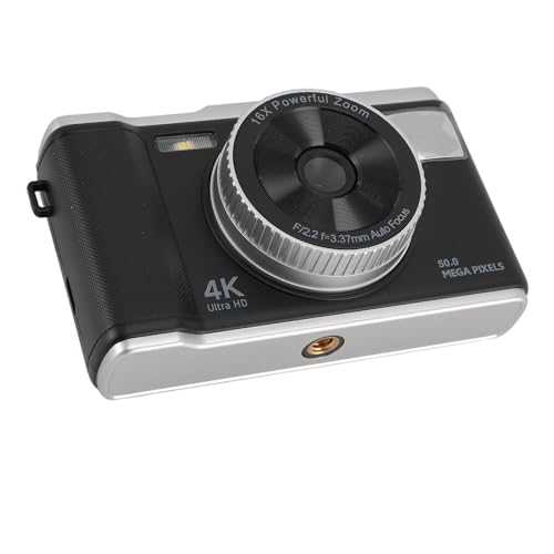 Fotocamera Digitale Economica 4K per Bambini Aggiornata con Schermo da 2.8 Pollici Zoom 16X Autofocus Antivibrazione 50MP Compatta Piccola Punta e Scatta