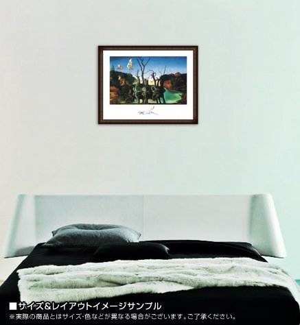 Amazon.co.jp: ポスター サルバドール ダリ 水面に象を映す白鳥 額装品