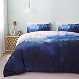 Misty Forest Comforter Set Twin Size Nature Scenery & Smoky Mountains Pattern - Down Alternative...