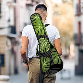 Housse pour ukulélé - Feuille noire tropicale de 10 mm d'épaisseur - Rembourrage en éponge de 53,3 cm - Avec sangles… – Image 5