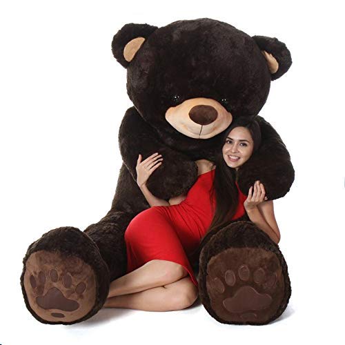 OSJS Toys Very Soft Lovable/Fluffy/SpongyHuggable Cute Teddy Bear with Neck Bow for Girlfriend/Birthday Gift/Boy/Girl/Valentine/Anniversary (Cofee (Print), 5 Feet)