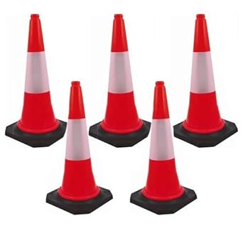 SSWW Sai Bass PVC Road Light Weight Traffic Safety Cone, 1.80 kg - Pack of 5