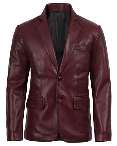 Image of Decrum Mens Leather Blazer - Real Lambskin Stylish Casual Leather Blazer Jackets for Men
