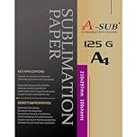A-SUB Sublimation Paper A4, 210x297mm, 100 Sheets, 125gsm, Compatible with EPSON, SAWGRASS, RICOH, Brother Sublimation Printers