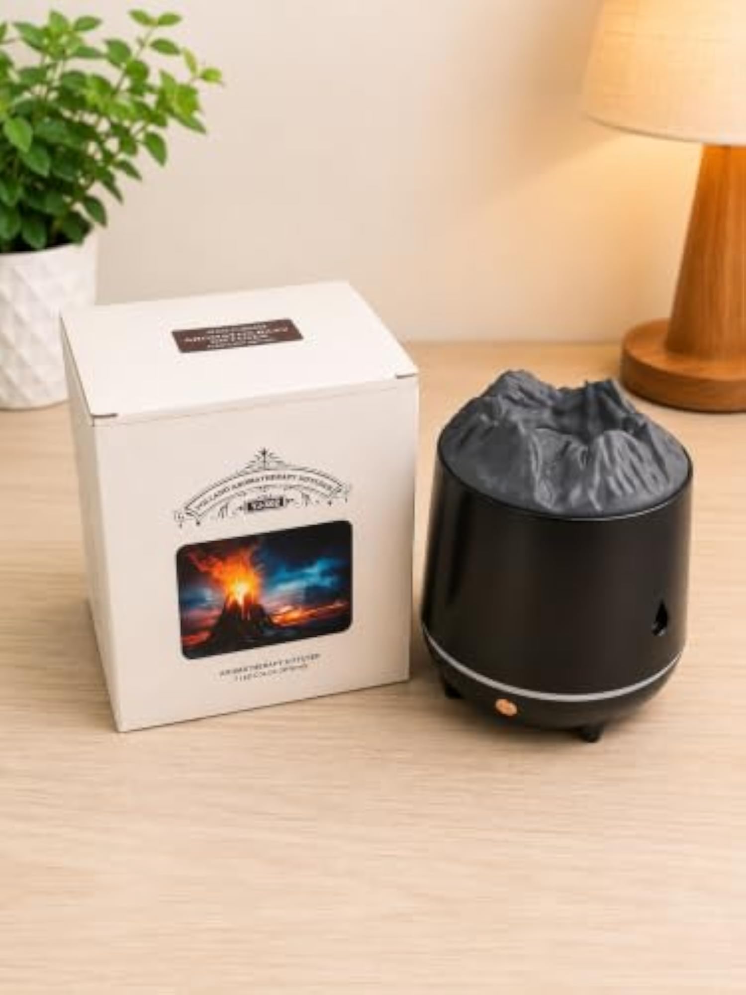 Volcano Humidifier & Aroma Diffuser with LED Flame Light