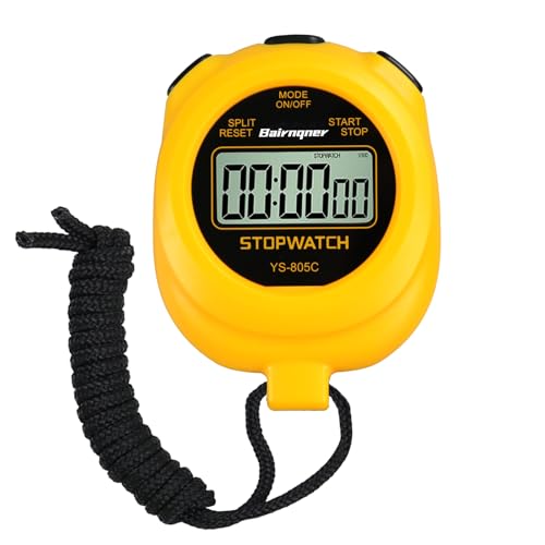 Stopwatch Timer with Countdown, ON/Off Simple Operation No Clock No Date, Digital Stop Watch for Sports, Yellow