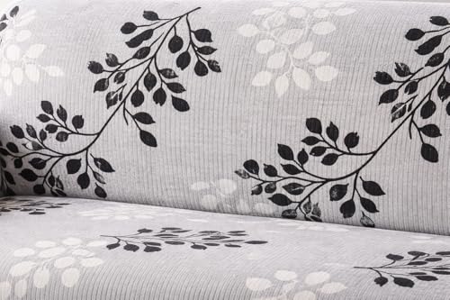 Image of Universal 3 Seater Sofa Cover Fully Covered Stretchable Spandex Non-Slip Elastic Slipcover | Soft Washable Fabric Sofa Protector for Living Room Furniture (Silver Leaf Elegance)