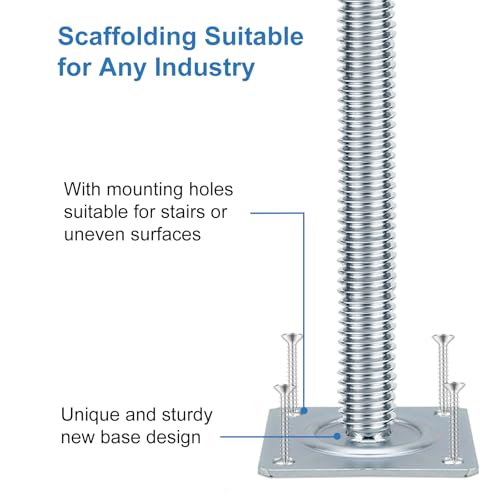 18" Scaffold Adjustable Leveling-Jack Parts - Yzzwer Galvanized Solid Threaded Rod Scaffolding Feet for Baker Style Scaffolding 4 Pack