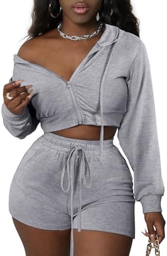 LovelyWholesale Women 2 Piece Outfits Long Sleeve Crop Zipper Hoodie and Shorts Tracksuit Set
