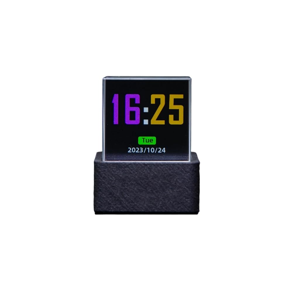 Vjsujehgy Crystal Cube Photo Display Desktop Mini WiFi Weather Station Clock, GIF Animation, Desktop Decoration