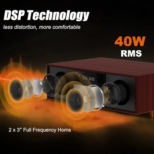 Image of LONPOO Stereo System with CD Player, 40W CD Players for Home, Bluetooth, USB Playback, FM Radio, Aux-Input, Earphone Port