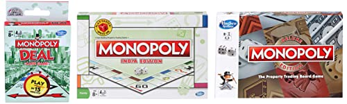 Image of Monopoly Deluxe Edition, Fantasy Board Game,Multicolor & Deal Card Game for Families and Kids Ages 8 and Up & India Edition Board Game for Families and Kids Ages 8 and Up,Multicolor