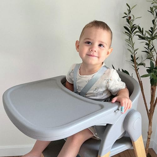 Image of Evolur Nimbus High Chair in Dark Grey, Easily Converts from Baby High Chair to Adult Stool, Compact and Easy to Fold & Portable, Easy to Clean, Adjustable and Removable Tray