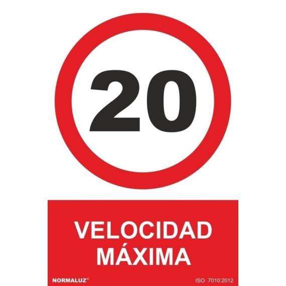 Señal de velocidad máxima 20 km/h, con tintas UV SEKURECO