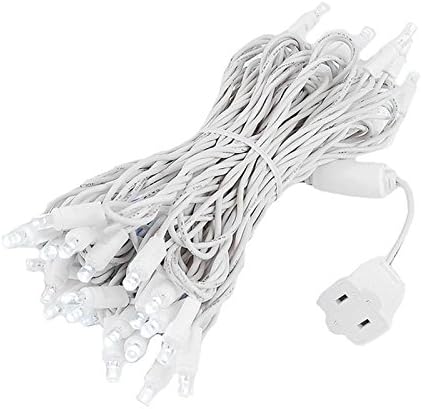 Amazon Com Juego De Luces De 50 Luces Led De Navidad Para Exteriores Iluminacion Al Aire Libre Luces De Cadena De Patio Color Blanco Puro Alambre Blanco 25 Pies Jardin Y Exteriores