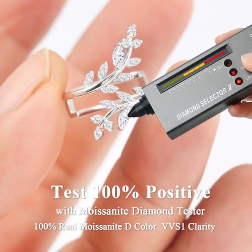 Moissanite Ring Enhancer for Women, D Color VVS1 Marquise Cut Open Leaves Ring 925 Sterling Silver Branch Adjustable Guard Wrap Jewelry3