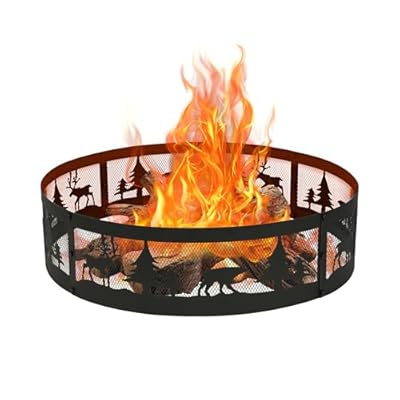 Red Mountain Valley 36'' Outdoor Fire Pit Ring – Solid Steel, Portable Round Insert for DIY Campfire Rings, Perfect for Backyard, Camping, and Outdoor Use,Black