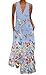 JIER Damen ÄRmellos V-Ausschnitt BöHmen Blumen Maxikleid Lang Elegant Schick Große Größen Schmetterling Muster Leichte Kleider mit Tasche Beiläufig Maxi Tank Langes Kleid (Hellblau,XXXXX-Large)