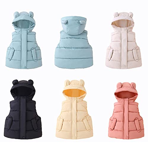 Toddler Boys Girls Light Puffer Vest Coat Cute Bear Ears Hooded Kids Sleeveless Zipper Outwear Baby Winter Warm Waistcoat