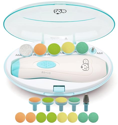 Image of Royal Angels Baby Nail File, 21 in 1 Set with Labels, Electric Nail Kit, Extra 13 Replacement Tools, Baby Nail Trimmer, Baby Nail, Newborn Toddler Toes & Fingernails Clipper, Trim & Polish (WhiteBlue)