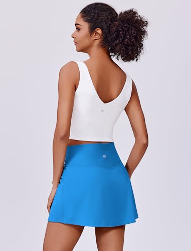 Image of PINSPARK Womens Tennis Skirt High Waisted Golf Skort with 2 Pockets Stretchy Athletic Skirts for Workout Pickleball Running