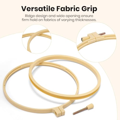 Image of PATPAT 6Pcs 3-10 Inch Embroidery Hoop Ring with 16 Pieces Needles
