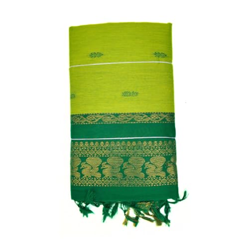 Image of Pure Kalyani Cotton Saree | Zari Border & Blouse Piece - Lata Gadwal Design | Traditional Saree