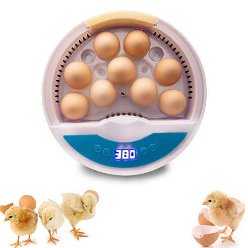 9 Mini Digital Egg Incubator，with 9 LED Lighted Egg Candle Tester and Temperature Control Device One-Key Incubation for Heat Preservation and Moisture Retention for Chicken, Duck, Quail
