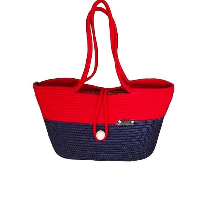DYARCHY Attractive Hand Bag | Summer Bag | Bucket Bag | Basket Bag | Bamboo Tote | Beach Bags for Women | Boho Bag | Kauna Bag | Handbag | Jute Bag | Handmade Bag (RED BLUE STYLISH) (B0DCTH8NB3) Amazon Price History, Amazon Price Tracker
