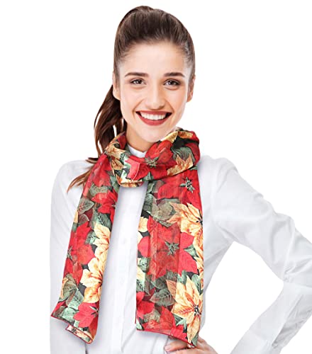 CBC Crown Christmas Scarf - Christmas Theme Candycane, Poinsettia Scarf Accessories, 13" x 60" Inches, Made In Korea2