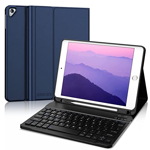 SENGBIRCH iPad 10.2 Keyboard 9th Generation - iPad 10.2 Keyboard Case 9th Generation(2021) - Built-in Pencil Holder - Flip Stand Keyboard Case for iPad 9th Generation/ 8th Gen/ 7th Gen 10.2", Blue