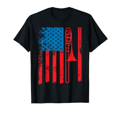 Trombone Player USA Flag Accesorios de regalo para hombres, mujeres y niños Camiseta