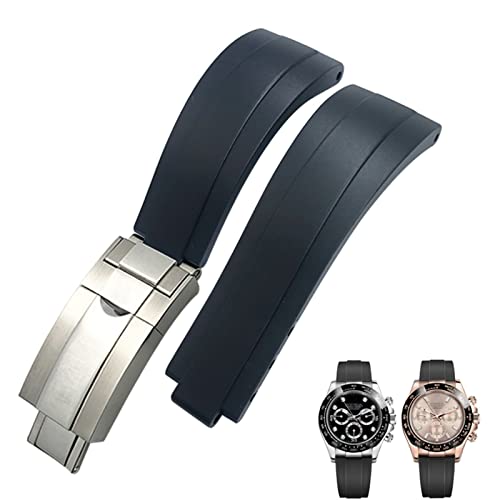 Correa de Reloj con Hebilla Corta de Goma, 20mm, 21mm, Apta para el Papel OYSTERFLEX Yacht Master, Correa de Silicona para muñeca pequeña