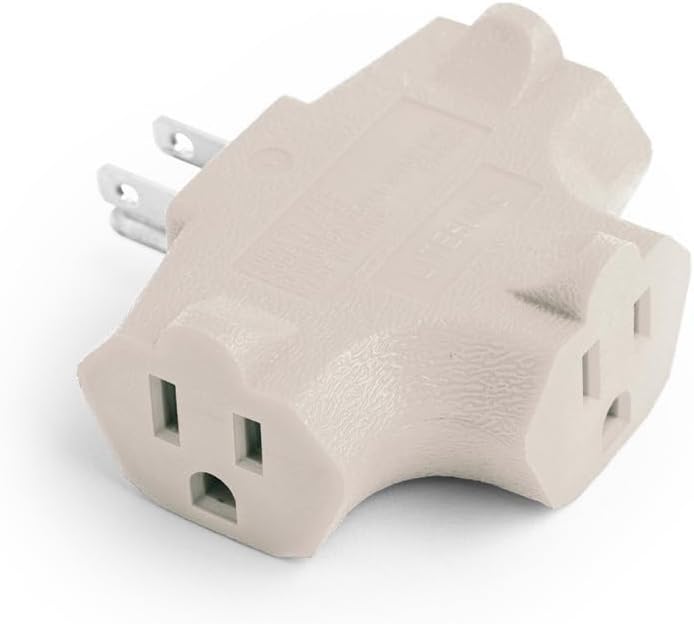 Uninex PS37UBE T-Shape 3-Outlet Adapter, Heavy Duty, UL Listed, Beige, 24-Pack