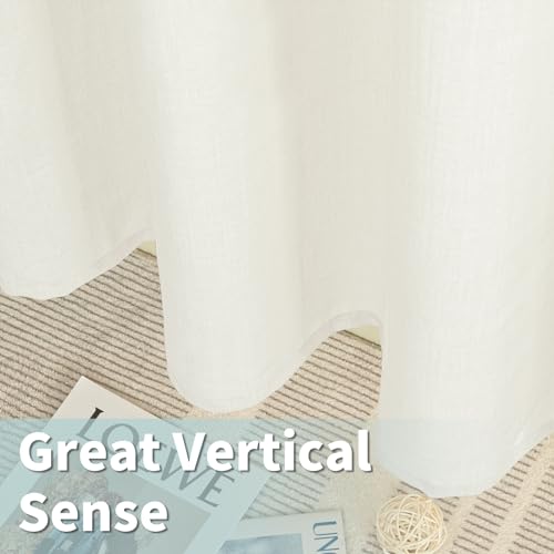 Image of LAMIT Linen Curtains 63 Inch 2 Panels Set for Bedroom, Grommet Thick Linen Drapes Light Filtering Privacy Window Treatment Curtains for Farmhouse /Living Room, 52 x 63 Inch, Cream White