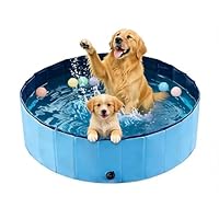 Hundepool Faltbar, Ø 160cm, Höhe 30 cm Hundebadewanne mit Ablauf, Hunde Badewanne, Planschbecken für Hunde, aus Kratzfestem PVC-Material, Anti-Rutsch-Belag & Schnelle Entleerung, Keine Pumpe Benötigt
