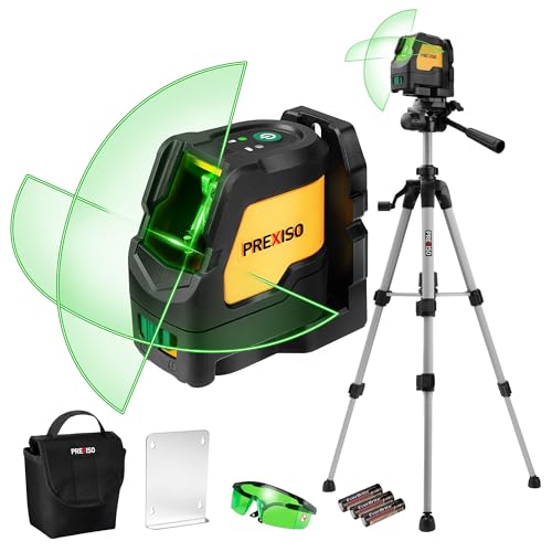 Image of Prexiso Laser Level with Tripod, IP54 Professional 150 Wide Angle - 100Ft Cross Laser Line Tool for Construction, Ceiling Alignment, Floor Tile